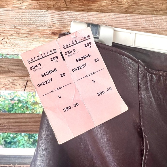 VAKKO Lambskin $390 Leggings Slacks Skinny Pants Trousers Leather Straight Leg - Picture 5 of 10